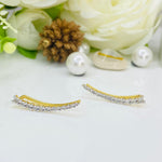 Load image into Gallery viewer, Gorgeous 14K White Gold & Yellow Gold Curved Bar Diamond Ear Crawlers