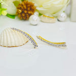 Load image into Gallery viewer, Gorgeous 14K White Gold & Yellow Gold Curved Bar Diamond Ear Crawlers