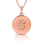 Load image into Gallery viewer, 14k Gold 12mm x 18mm Disc with Initial Engraved Letter Necklace