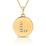 Load image into Gallery viewer, 14k Gold 12mm x 18mm Disc with Initial Engraved Letter Necklace