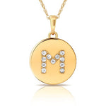 Load image into Gallery viewer, 14k Gold 12mm x 18mm Disc with Initial Engraved Letter Necklace