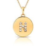 Load image into Gallery viewer, 14k Gold 12mm x 18mm Disc with Initial Engraved Letter Necklace