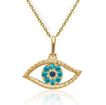Load image into Gallery viewer, Charming 14k Gold Evil Eye Necklace