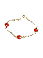 Load image into Gallery viewer, Child's 14k Yellow Gold Station Ladybug 5.3/4" Bracelet with Red and Black Enamel