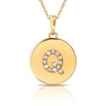 Load image into Gallery viewer, 14k Gold 12mm x 18mm Disc with Initial Engraved Letter Necklace