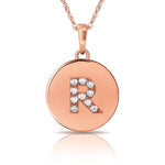 Load image into Gallery viewer, 14k Gold 12mm x 18mm Disc with Initial Engraved Letter Necklace