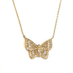 Load image into Gallery viewer, Lightweight 14k Yellow Gold or White Gold Butterfly Diamond Necklace