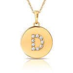 Load image into Gallery viewer, 14k Gold 12mm x 18mm Disc with Initial Engraved Letter Necklace
