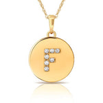 Load image into Gallery viewer, 14k Gold 12mm x 18mm Disc with Initial Engraved Letter Necklace