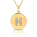 Load image into Gallery viewer, 14k Gold 12mm x 18mm Disc with Initial Engraved Letter Necklace
