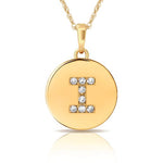 Load image into Gallery viewer, 14k Gold 12mm x 18mm Disc with Initial Engraved Letter Necklace