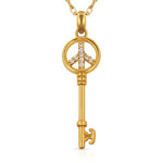 Load image into Gallery viewer, Classic Peace Sign Necklace in Solid 14K White Gold or Yellow Gold